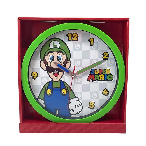 Nintendo Other - Nintendo Super Mario Bros Luigi Display Wall Clock Green Analog New